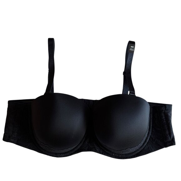 Torrid Curve Bombshell Everyday Strapless Push-Up Bra Size 46C New Black Lace - Picture 1 of 16